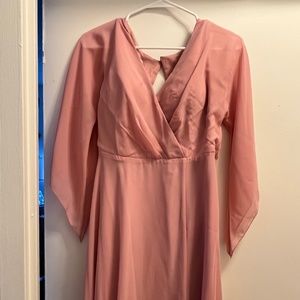 A-line V-Neck Floor-Length Chiffon Bridesmaid Dress With Ruffle